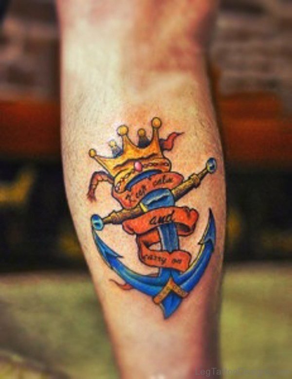 Stylish Anchor Tattoo On Leg