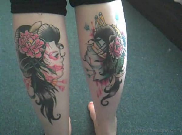 Stylish Geisha Tattoo