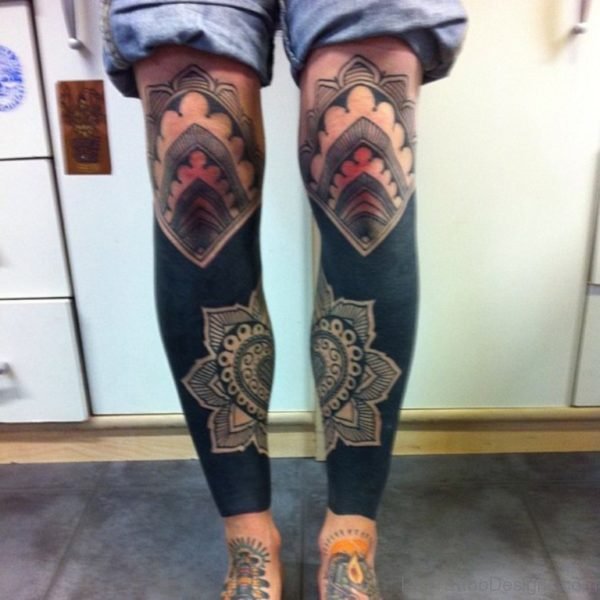 Stylish Mandala Tattoo On Leg