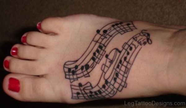 Stylish Musical Note Tattoo On Foot 