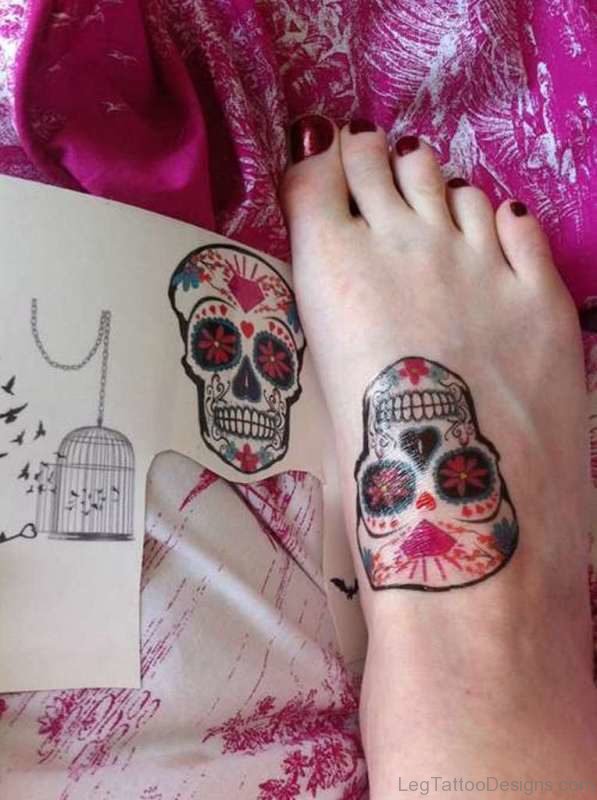 Stylish Skull Tattoo on Foot