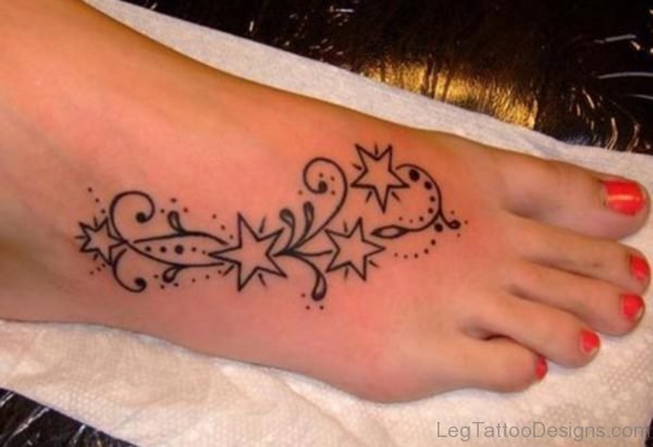 Stylish Star Tattoo On Foot
