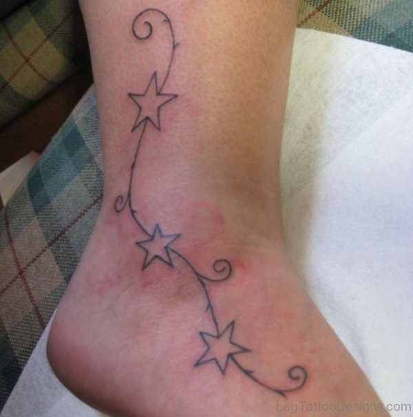 Stylish Star Tattoo On Leg