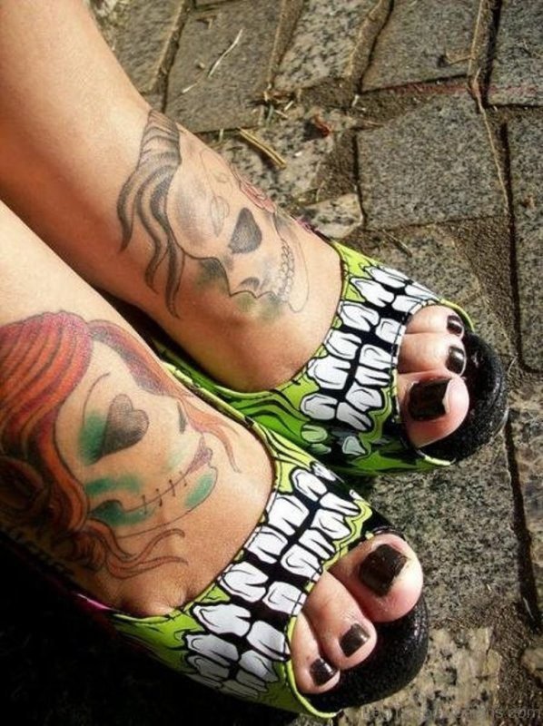 Sugar Skull Tattoos On Feet
