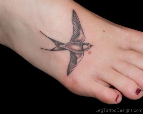 Swallow Tattoo Design On Foot