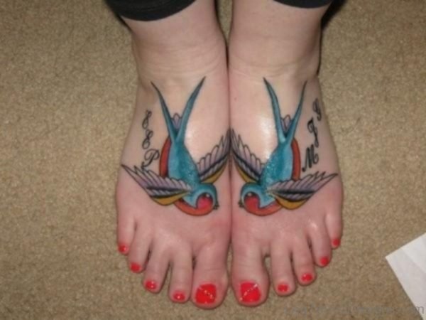 Swallow Tattoo On Foot 