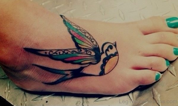 Swallow Tattoo On Foot