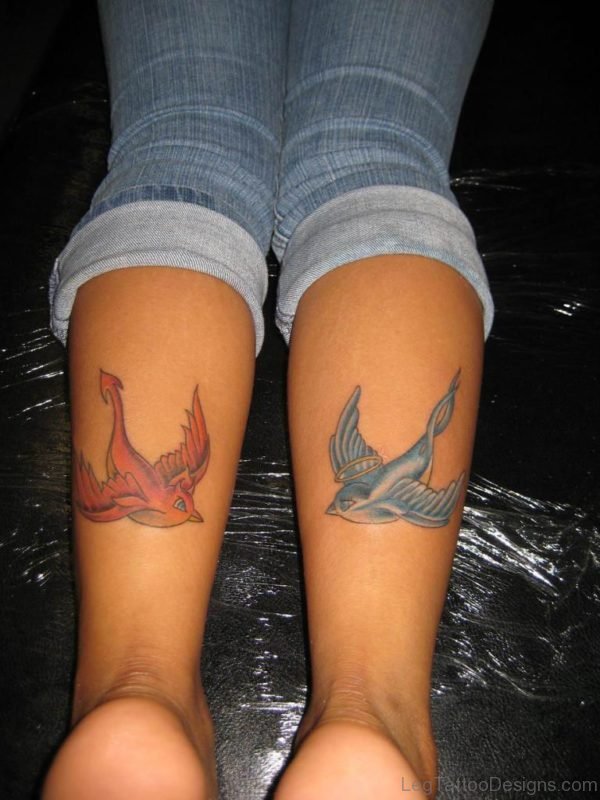 Swallow Tattoo On Legs