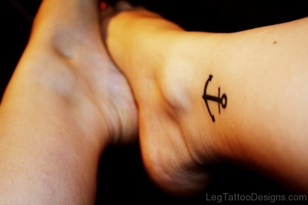 Sweet Anchor Tattoo On Ankle