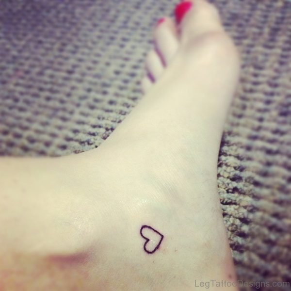Sweet Little Heart Tattoo On Ankle
