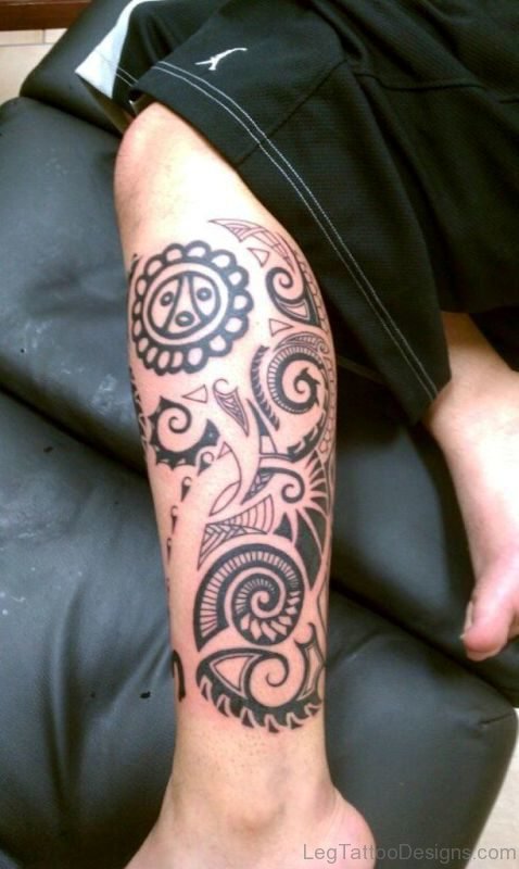 Taino Tribal Tattoo on Leg