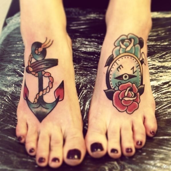 Traditional Anchor Foot Tattoo
