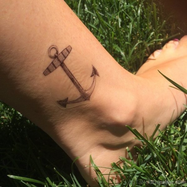 Traditional Anchor Tattoo On Ankle
