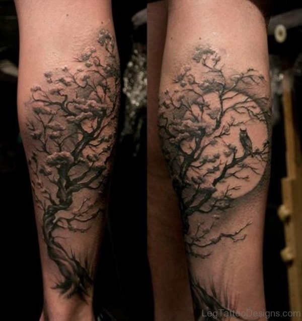 Tree Tattoo Design On Leg