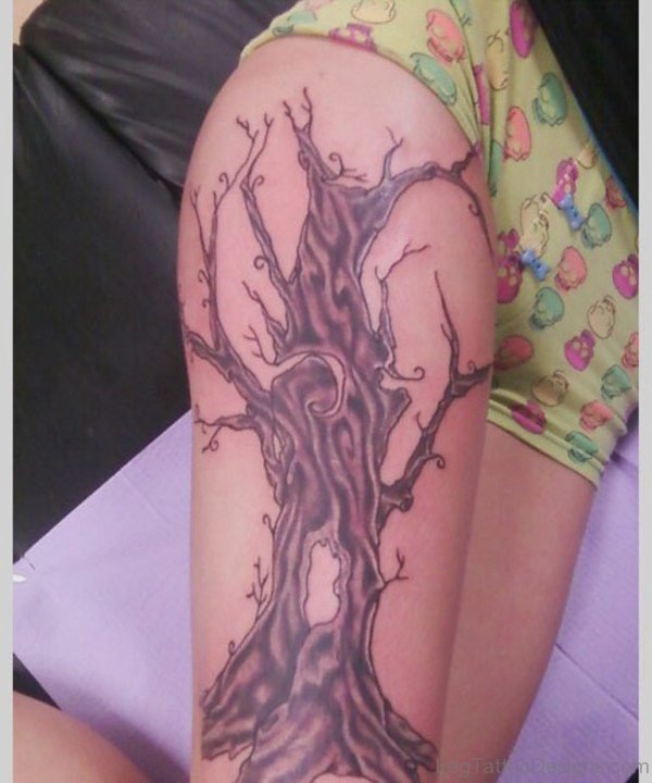 Tree Tattoo On Thigh