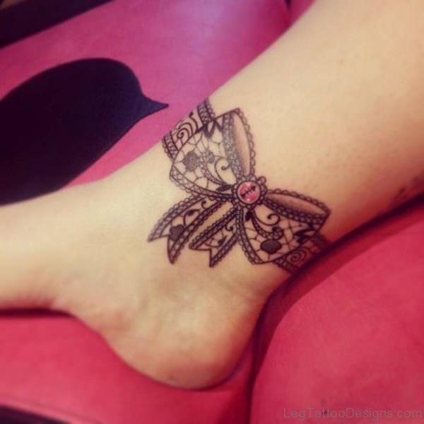 Trendy Bow Tattoo On Ankle