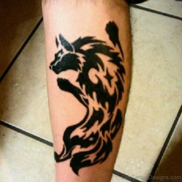 Tribal Animal Tattoo On Leg