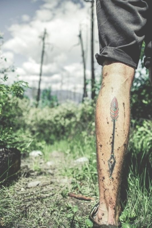 Tribal Arrow Tattoo on Leg