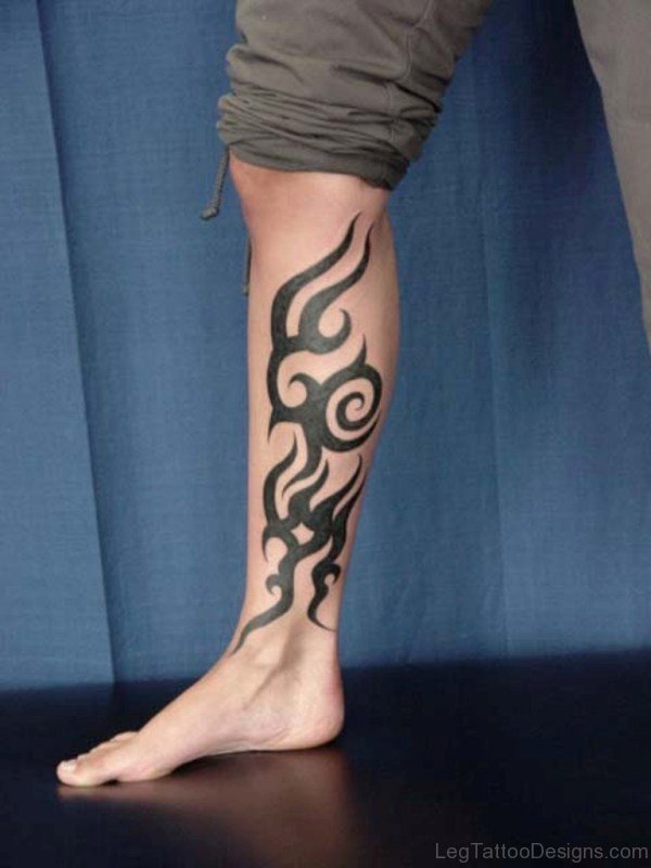 Tribal Tattoo On Leg 