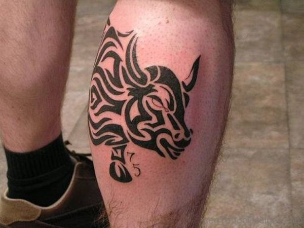 Tribal Taurus Leg Tattoo