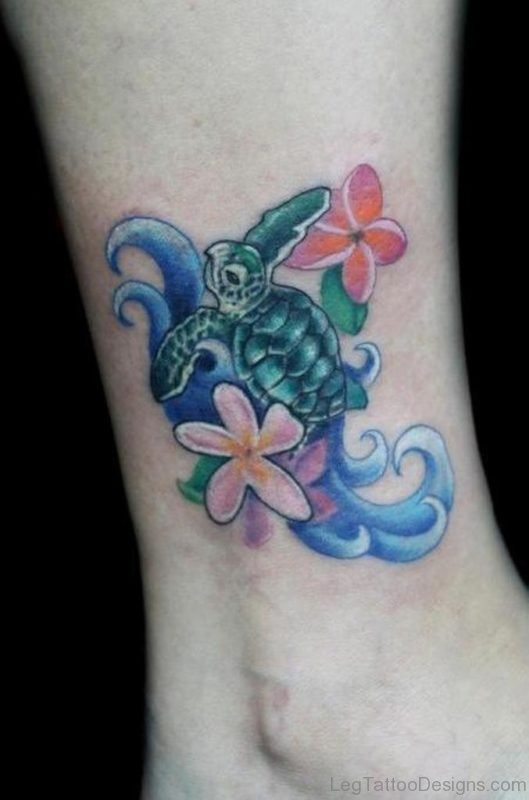 Turtle Tattoo On Leg