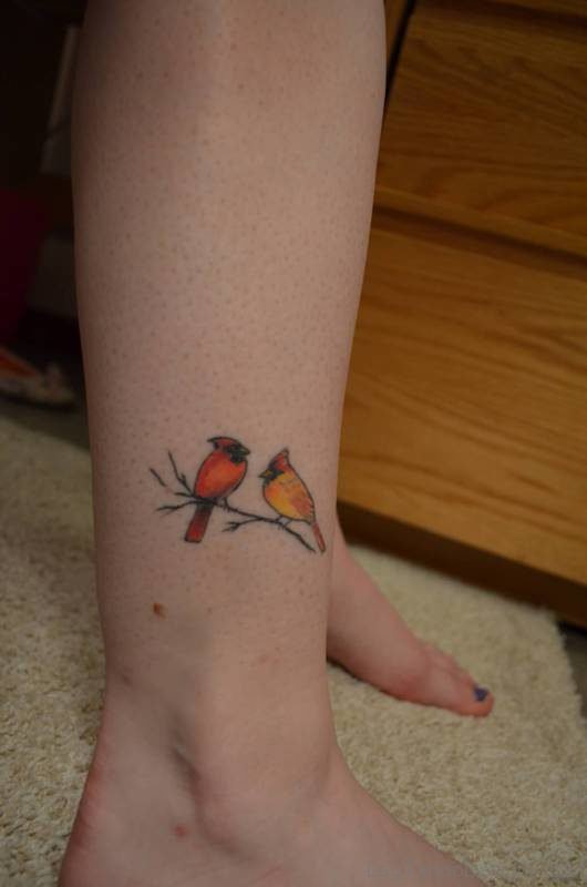 Two Birds Tattoo On Leg
