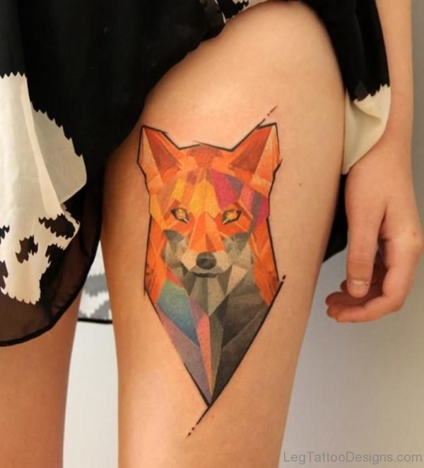Ultimate Fox Tattoo On Thigh