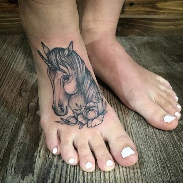 Unicorn Tattoo On Foot