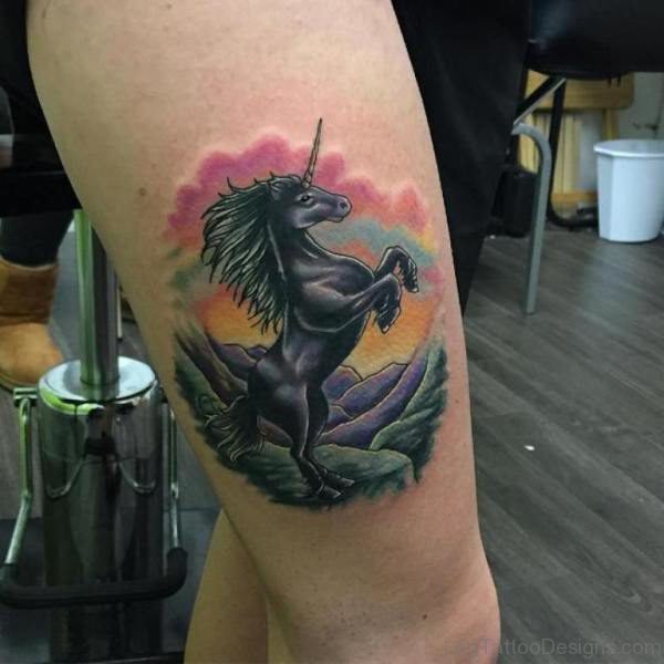 Unicorn Tattoo On Thigh