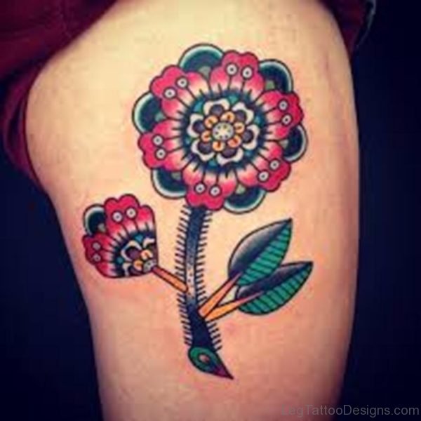 Unique Flower On Thigh For Girls