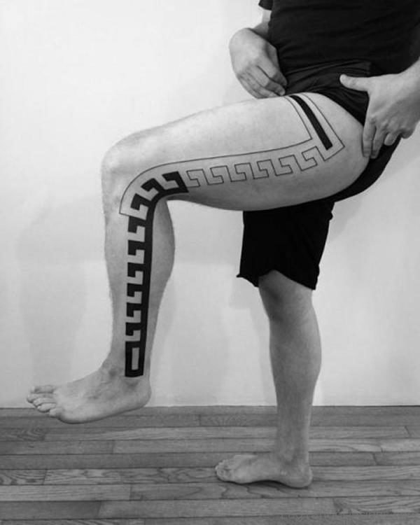 Unique Tribal Tattoo Design On Leg