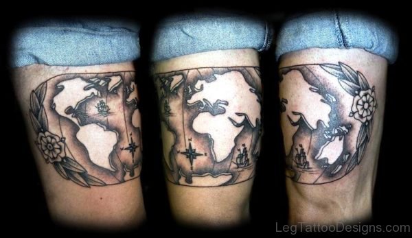 Vintage World Map Tattoo