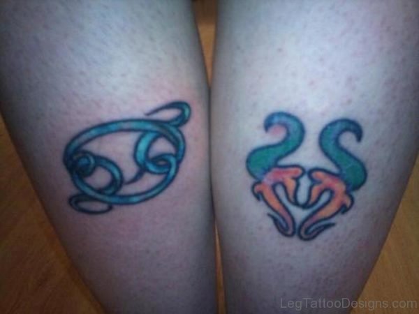 Virgo And Taurus Tattoo on Leg