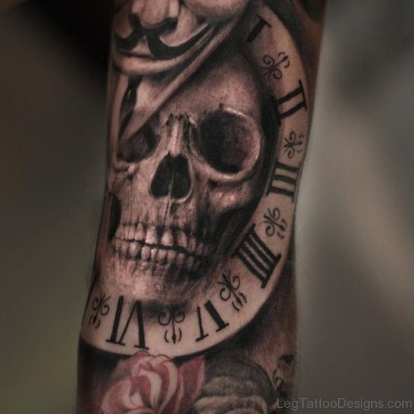 Watch And Skull Tattoo