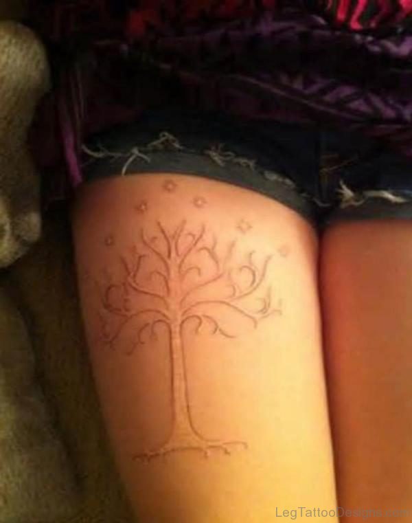 White Ink Tree Tattoo