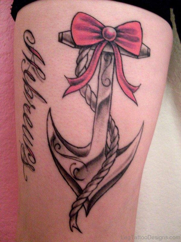Wonderful Anchor Tattoo On Thigh