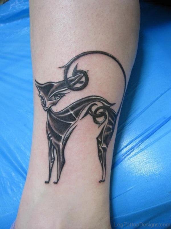 Wonderful Cat Tattoo On Leg