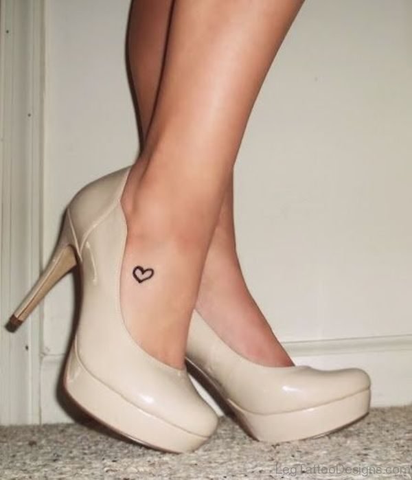 Wonderful Heart Tattoo On Ankle