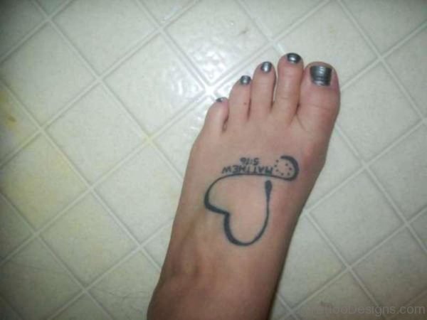 Wonderful Heart Tattoo On Foot
