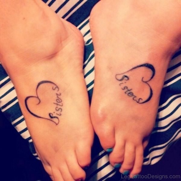 Wonderful Sister Heart Tattoo Design