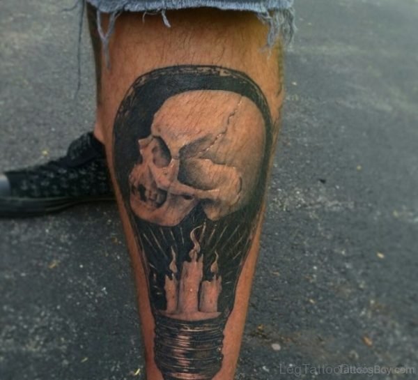 Wonderful Skull Tattoo On Leg