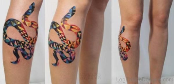Wonderful Snake Tattoo On Leg