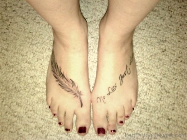 Word And Feather Tattoo