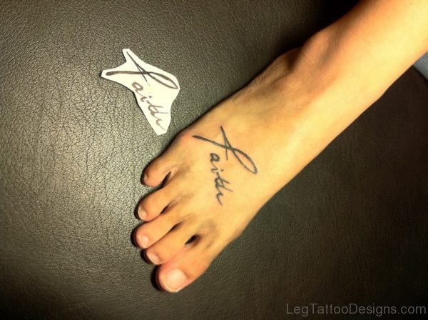 Word Tattoo On Foot