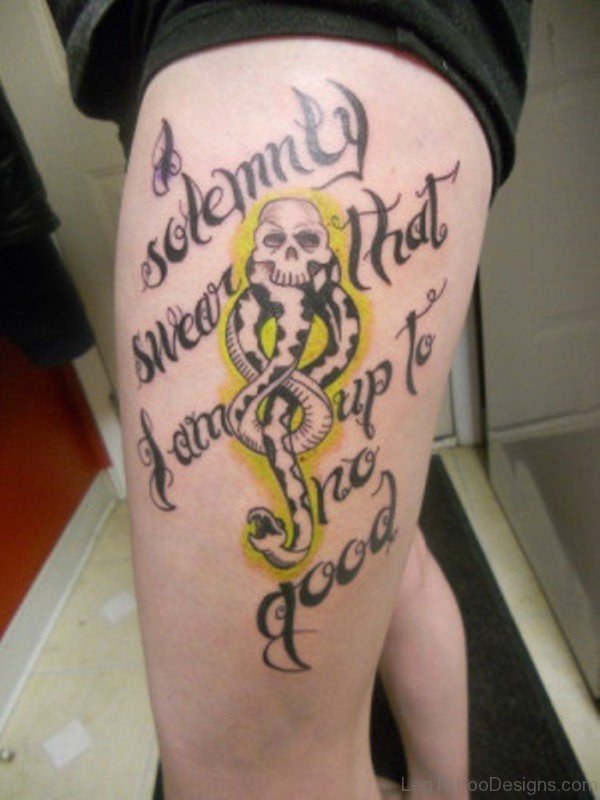 Wording And Snake Tattoo