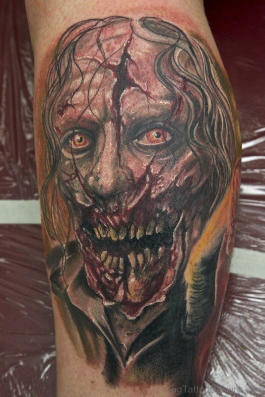 Zombie Tattoo Design For Leg
