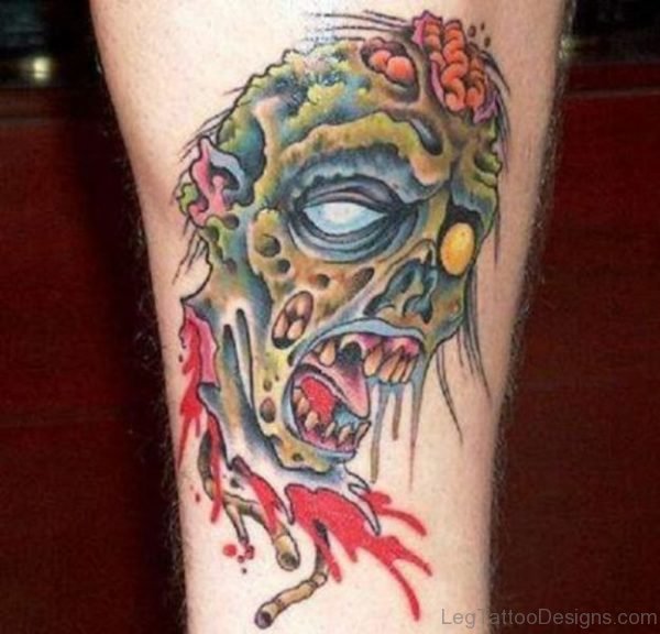 Zombie Tattoo Design On Leg