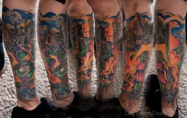 Zombie Tattoo On Leg
