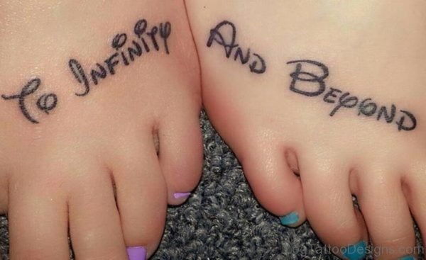 Infinity and beyond tattoo on feet