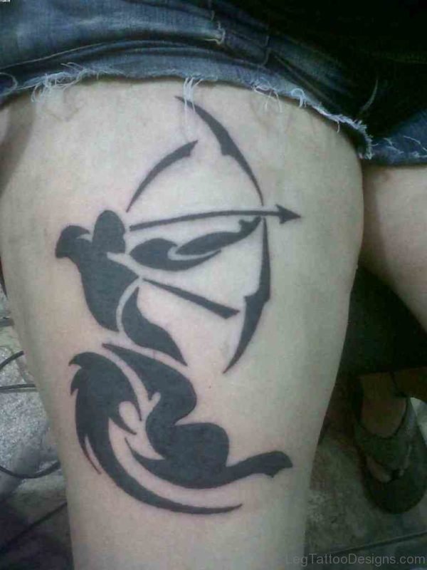 Sagittarius Tattoo On Thigh